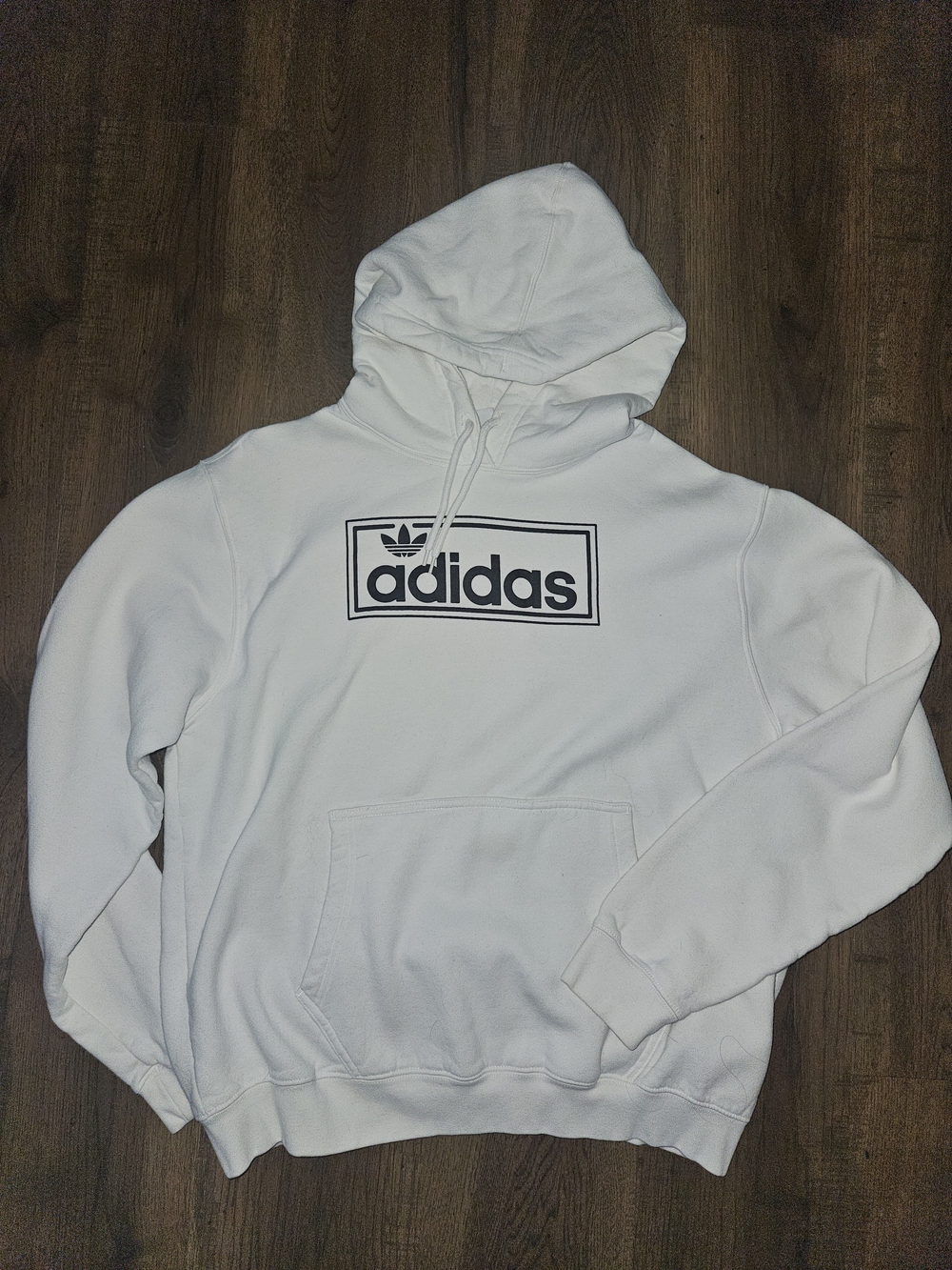adidas White Hoodie with Black Logo - Men's Zip-Up Style Look